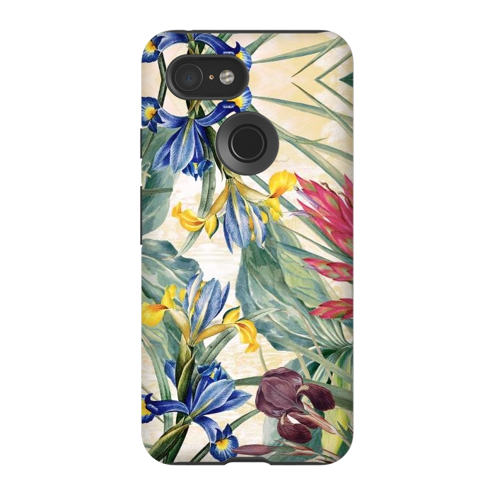 Pixel 3 StrongFit Elegant iris flowers - watercolor botanical illustration by Oana 