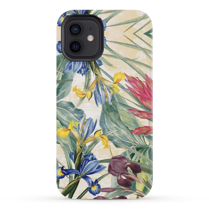 iPhone 12 mini StrongFit Elegant iris flowers - watercolor botanical illustration by Oana 