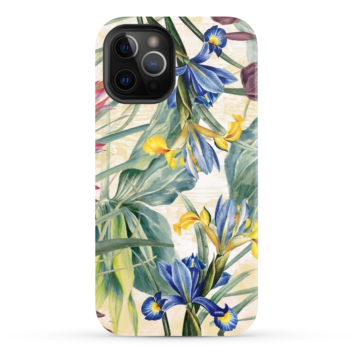 iPhone 12 Pro Max StrongFit Elegant iris flowers - watercolor botanical illustration by Oana 