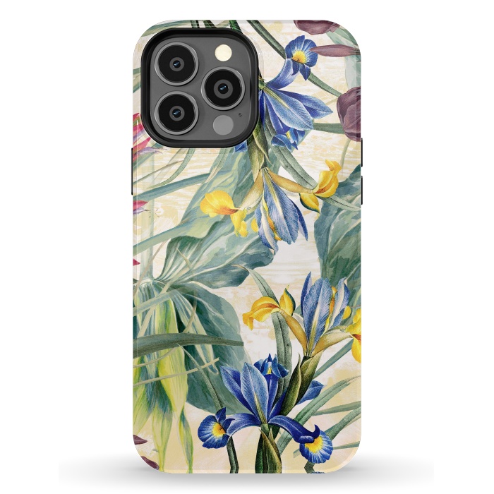 iPhone 13 Pro Max StrongFit Elegant iris flowers - watercolor botanical illustration by Oana 