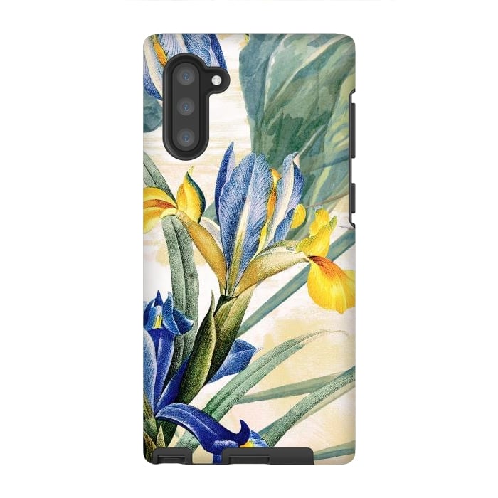 Galaxy Note 10 StrongFit Elegant iris flowers - watercolor botanical illustration by Oana 