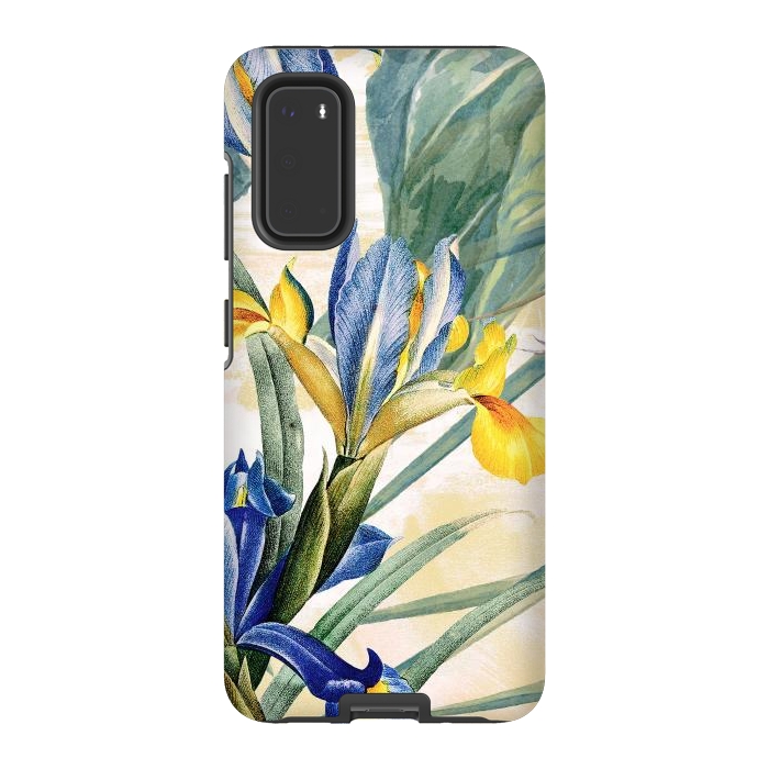 Galaxy S20 StrongFit Elegant iris flowers - watercolor botanical illustration by Oana 