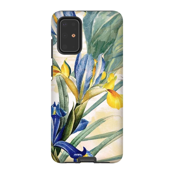 Galaxy S20 Plus StrongFit Elegant iris flowers - watercolor botanical illustration by Oana 