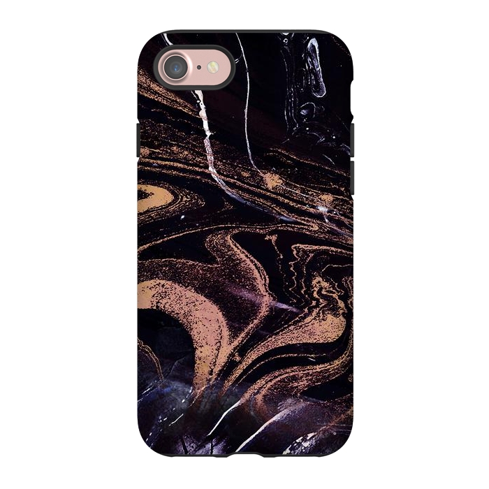 iPhone 7 StrongFit Liquid marble with golden stripes - acrylic pour by Oana 