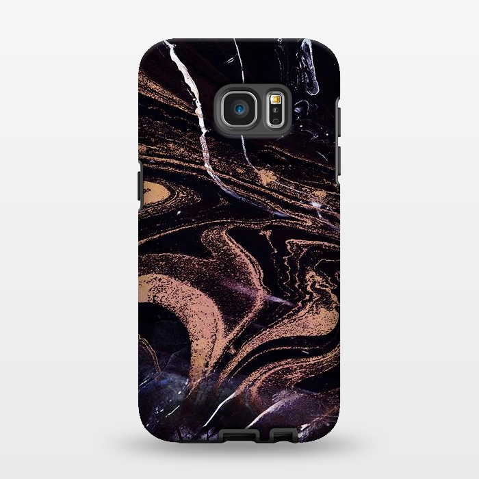 Galaxy S7 EDGE StrongFit Liquid marble with golden stripes - acrylic pour by Oana 