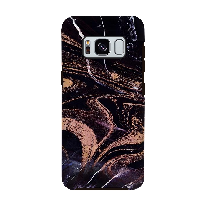 Galaxy S8 StrongFit Liquid marble with golden stripes - acrylic pour by Oana 