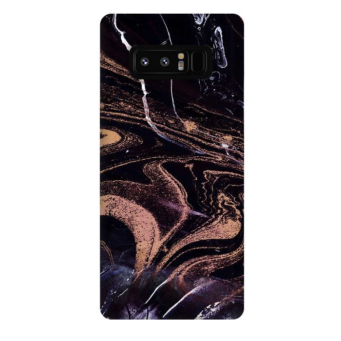 Galaxy Note 8 StrongFit Liquid marble with golden stripes - acrylic pour by Oana 