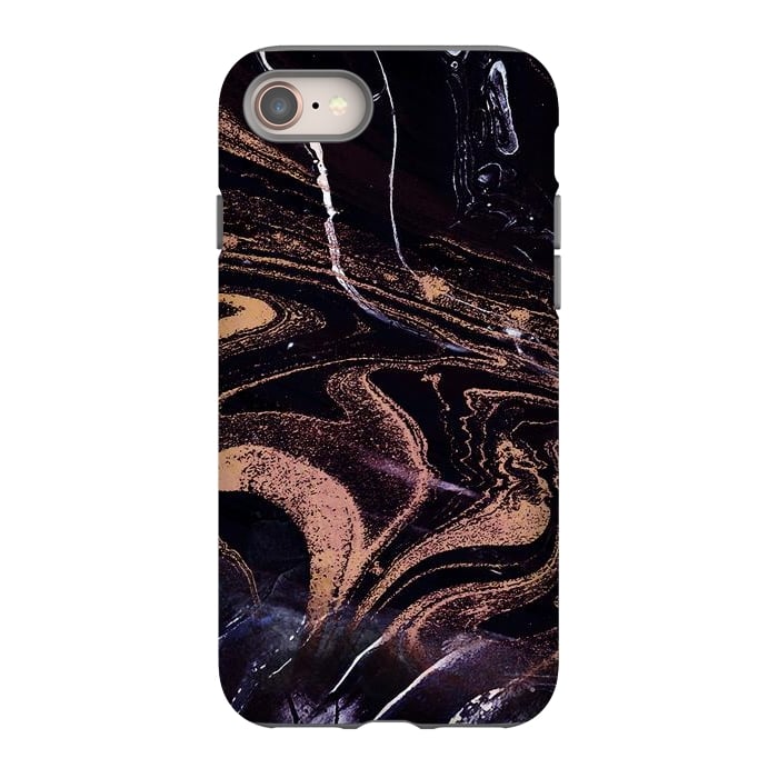 iPhone 8 StrongFit Liquid marble with golden stripes - acrylic pour by Oana 