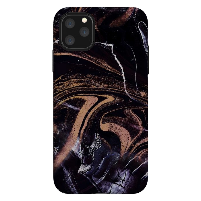 iPhone 11 Pro Max StrongFit Liquid marble with golden stripes - acrylic pour by Oana 
