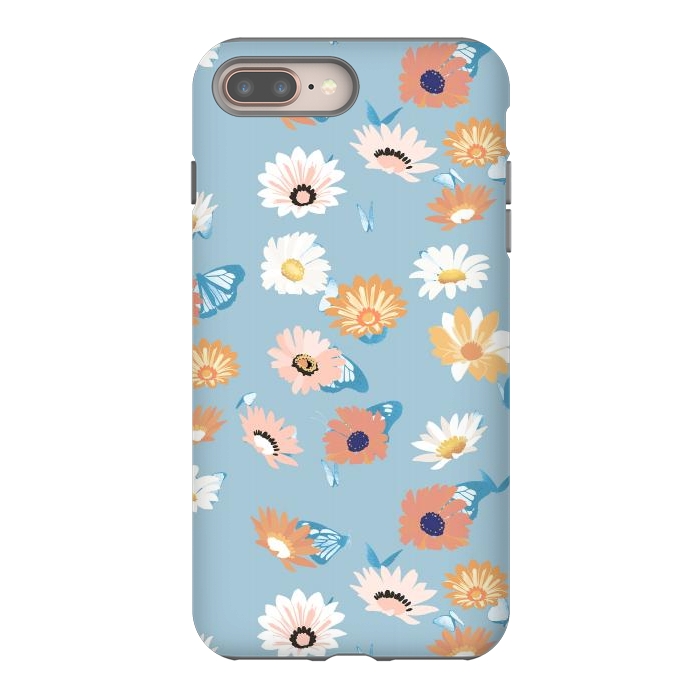 iPhone 7 plus StrongFit Pastel daisy petals and butterflies - colorful aesthetic pattern by Oana 