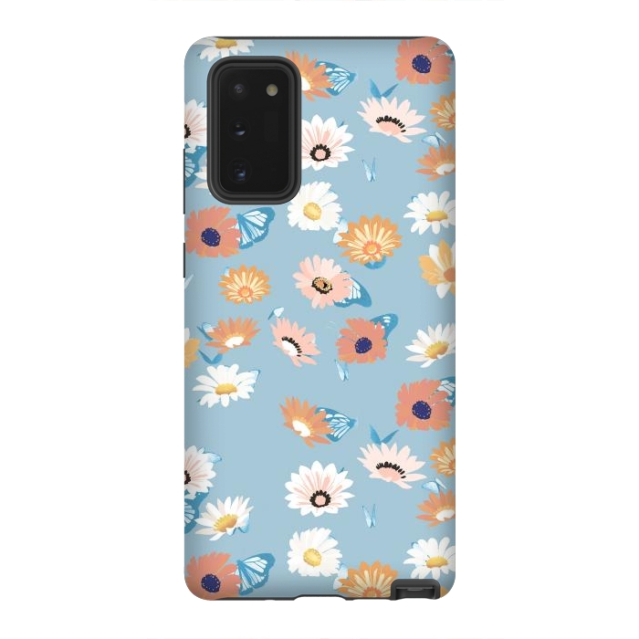 Galaxy Note 20 StrongFit Pastel daisy petals and butterflies - colorful aesthetic pattern by Oana 