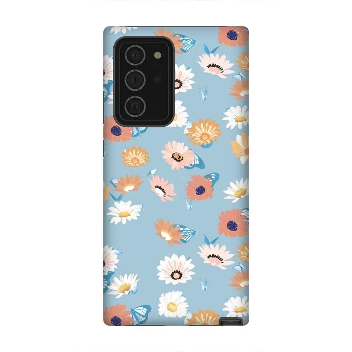 Galaxy Note 20 Ultra StrongFit Pastel daisy petals and butterflies - colorful aesthetic pattern by Oana 