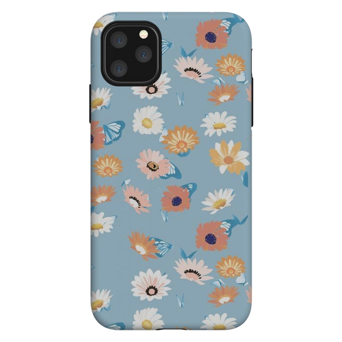 iPhone 11 Pro Max StrongFit Pastel daisy petals and butterflies - colorful aesthetic pattern by Oana 