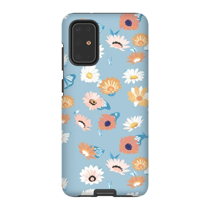 Galaxy S20 Plus StrongFit Pastel daisy petals and butterflies - colorful aesthetic pattern by Oana 