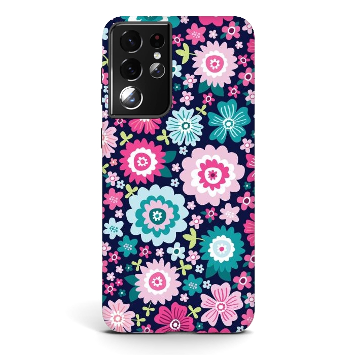 Galaxy S21 ultra StrongFit Cute pattern in colorful flower  by ArtsCase