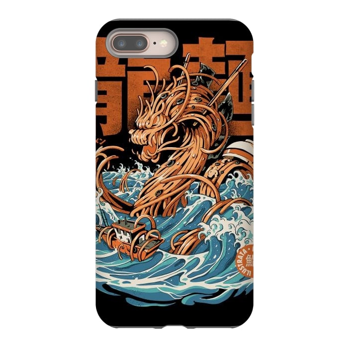 iPhone 7 plus StrongFit Black Great Ramen Dragon off Kanagawa by Ilustrata