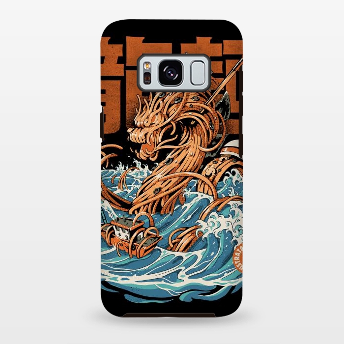 Galaxy S8 plus StrongFit Black Great Ramen Dragon off Kanagawa by Ilustrata