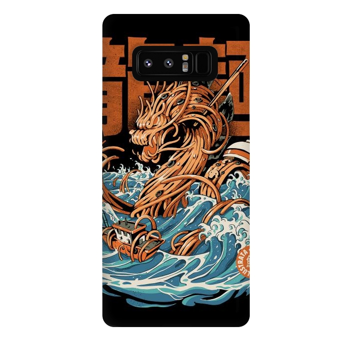 Galaxy Note 8 StrongFit Black Great Ramen Dragon off Kanagawa by Ilustrata