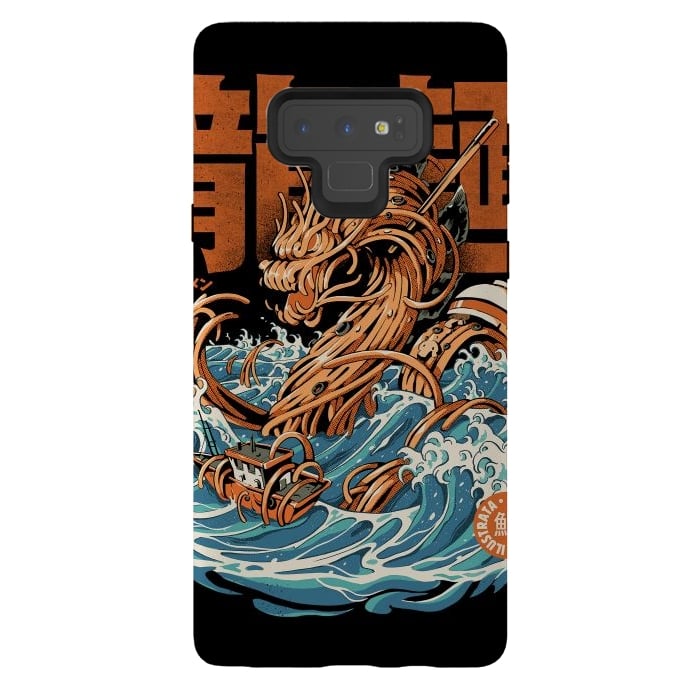 Galaxy Note 9 StrongFit Black Great Ramen Dragon off Kanagawa by Ilustrata