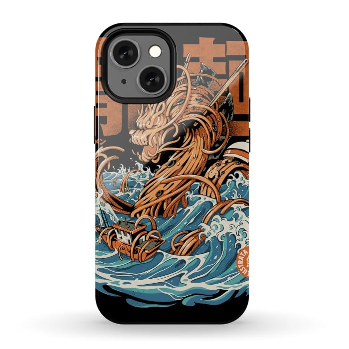 iPhone 12 mini StrongFit Black Great Ramen Dragon off Kanagawa by Ilustrata