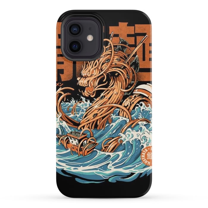 iPhone 12 StrongFit Black Great Ramen Dragon off Kanagawa por Ilustrata