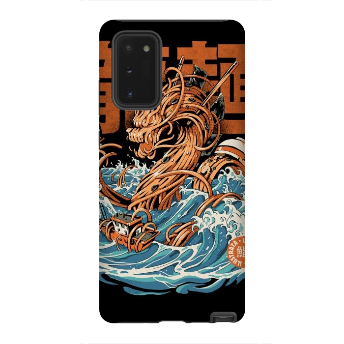 Galaxy Note 20 StrongFit Black Great Ramen Dragon off Kanagawa by Ilustrata