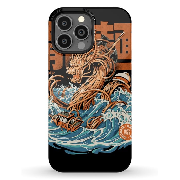 iPhone 13 Pro Max StrongFit Black Great Ramen Dragon off Kanagawa by Ilustrata