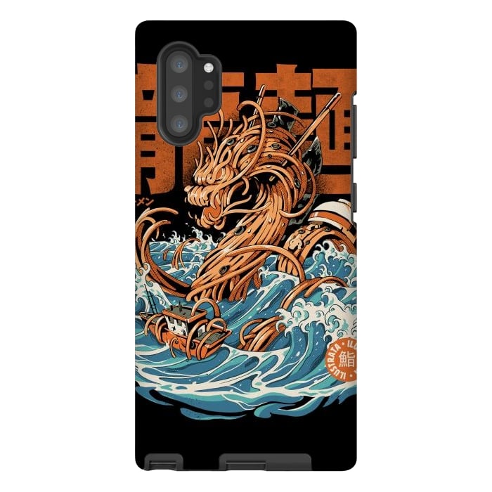 Galaxy Note 10 plus StrongFit Black Great Ramen Dragon off Kanagawa by Ilustrata