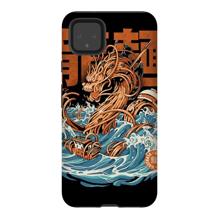 Pixel 4XL StrongFit Black Great Ramen Dragon off Kanagawa by Ilustrata