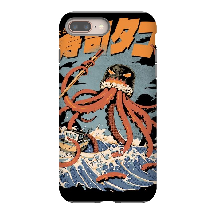 iPhone 7 plus StrongFit Black The Tako Sushi by Ilustrata