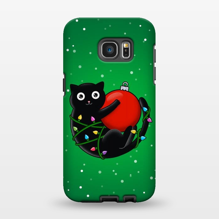 Galaxy S7 EDGE StrongFit Cat and christmas by Coffee Man