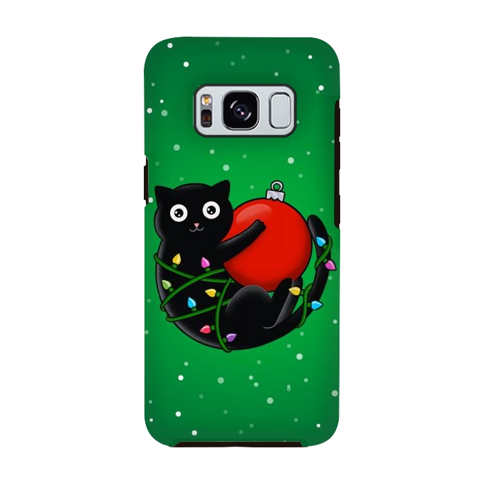 Galaxy S8 StrongFit Cat and christmas by Coffee Man