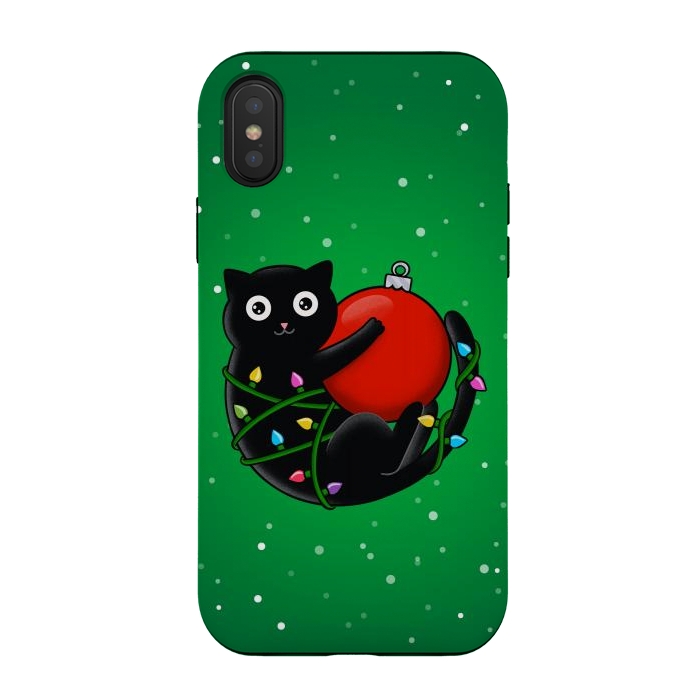 iPhone Xs / X StrongFit Cat and christmas by Coffee Man