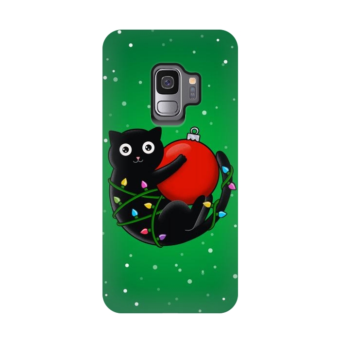Galaxy S9 StrongFit Cat and christmas by Coffee Man
