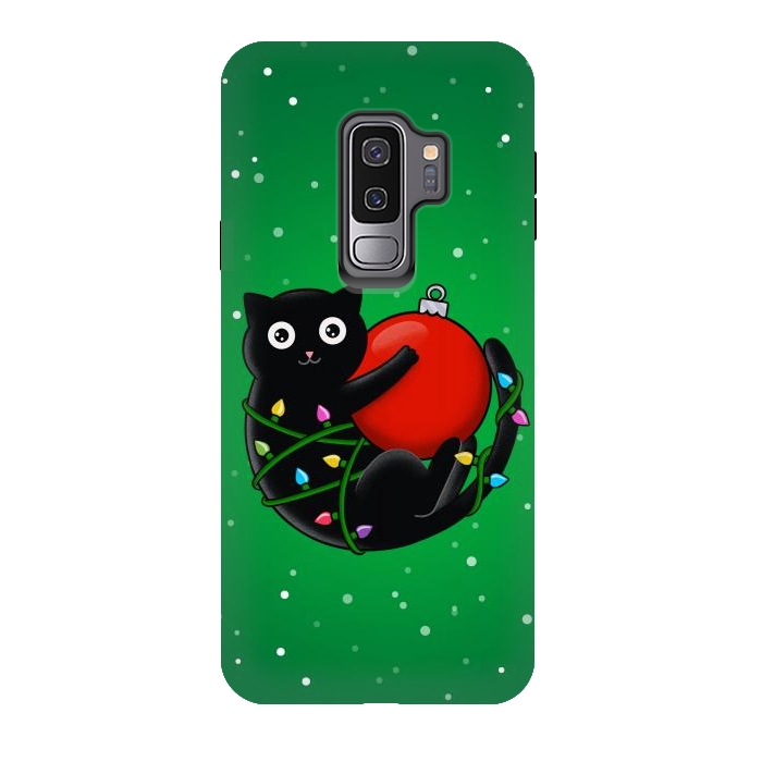 Galaxy S9 plus StrongFit Cat and christmas by Coffee Man