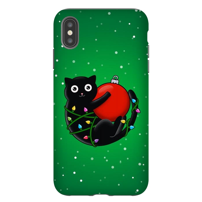 iPhone Xs Max StrongFit Cat and christmas by Coffee Man