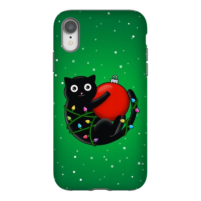 iPhone Xr StrongFit Cat and christmas by Coffee Man
