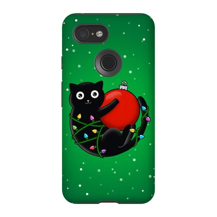Pixel 3 StrongFit Cat and christmas by Coffee Man