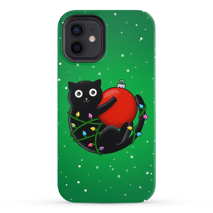 iPhone 12 StrongFit Cat and christmas por Coffee Man