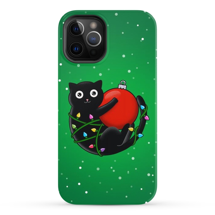 iPhone 12 Pro StrongFit Cat and christmas by Coffee Man