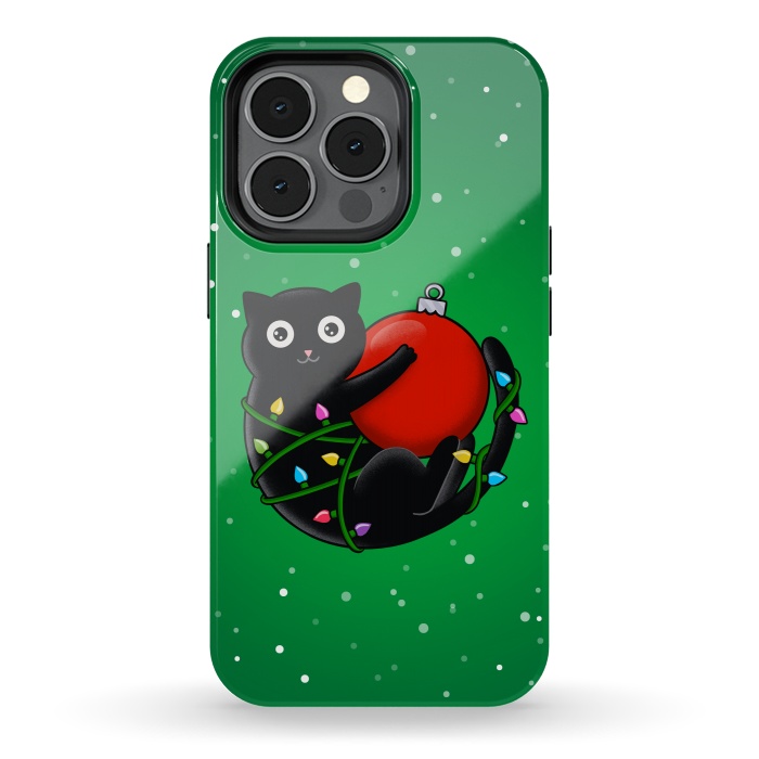 iPhone 13 pro StrongFit Cat and christmas by Coffee Man