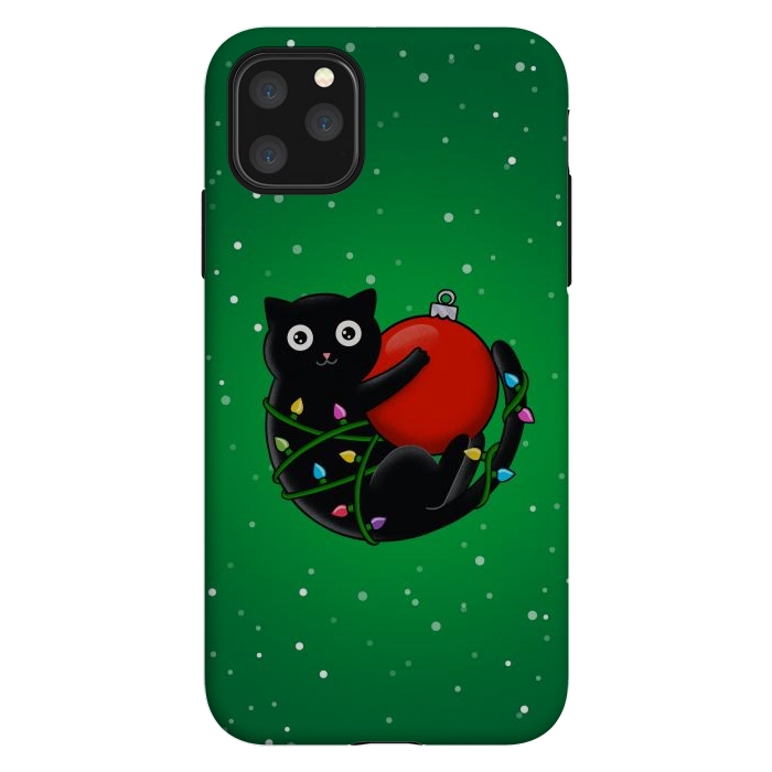 iPhone 11 Pro Max StrongFit Cat and christmas by Coffee Man