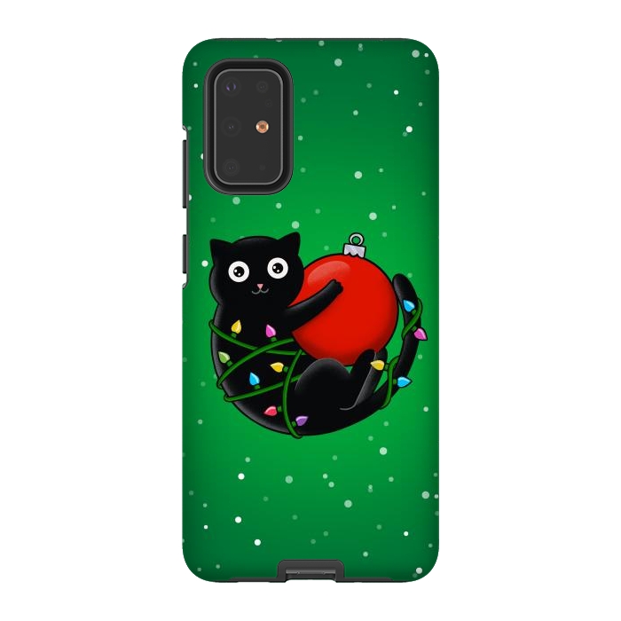 Galaxy S20 Plus StrongFit Cat and christmas by Coffee Man