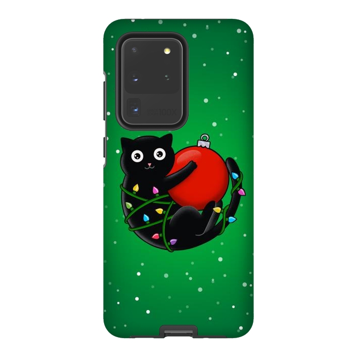 Galaxy S20 Ultra StrongFit Cat and christmas by Coffee Man
