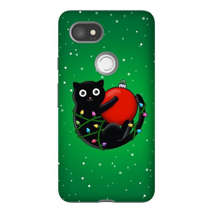 Pixel 2XL StrongFit Cat and christmas by Coffee Man