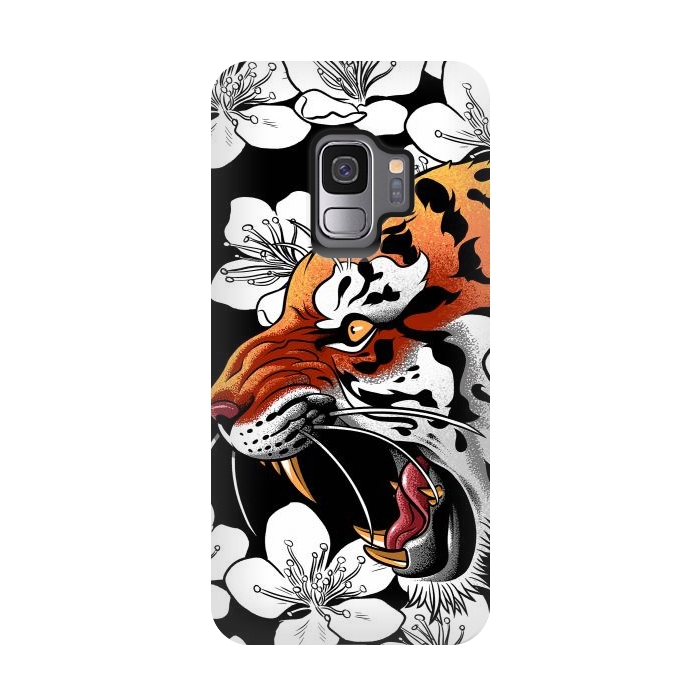 Galaxy S9 StrongFit Flowers Tiger by Alberto