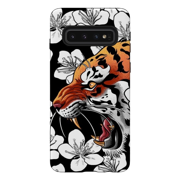 Galaxy S10 StrongFit Flowers Tiger by Alberto