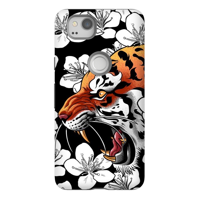 Pixel 2 StrongFit Flowers Tiger by Alberto