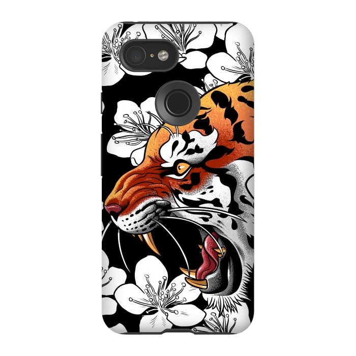 Pixel 3 StrongFit Flowers Tiger by Alberto