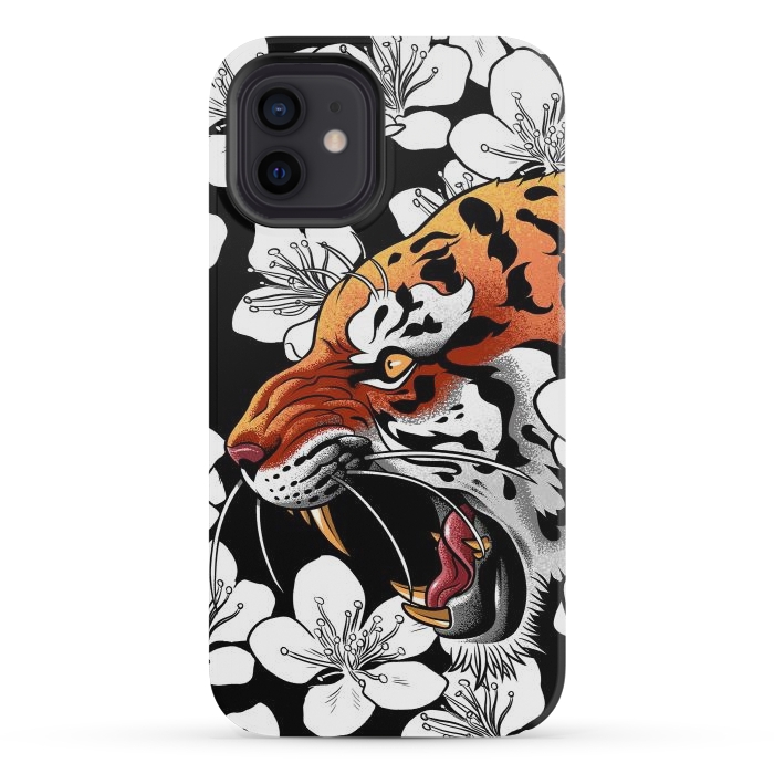 iPhone 12 mini StrongFit Flowers Tiger by Alberto